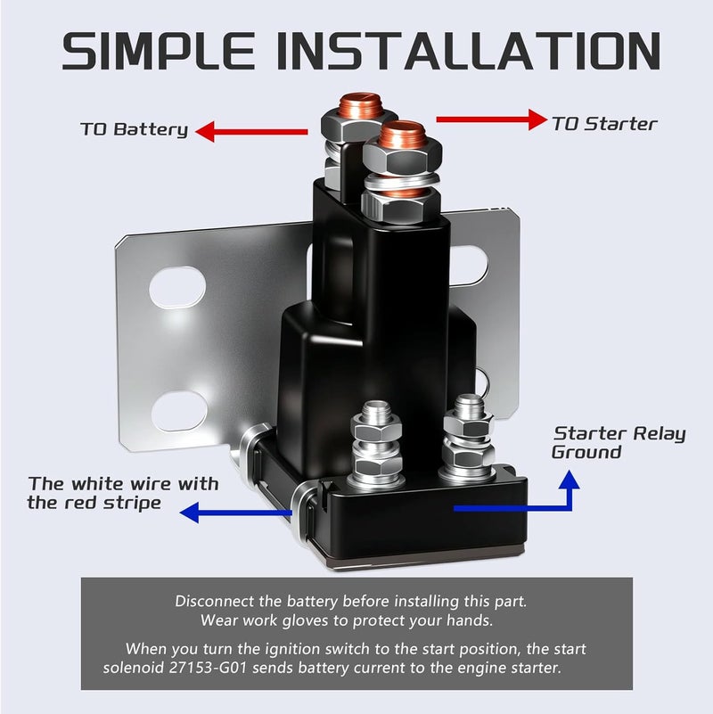 JTAREA 27153-G01 Golf Cart Solenoid 14V 4 Terminal Starter Solenoids Compatible with EZGO TXT Gas Golf Cart 1994-Up 27153G01 612813 - Image 4